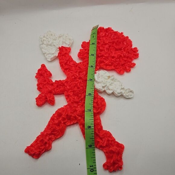 Vintage Melted Plastic Popcorn Cupid Decoration Valentine's Day 10" High - Picture 16 of 16